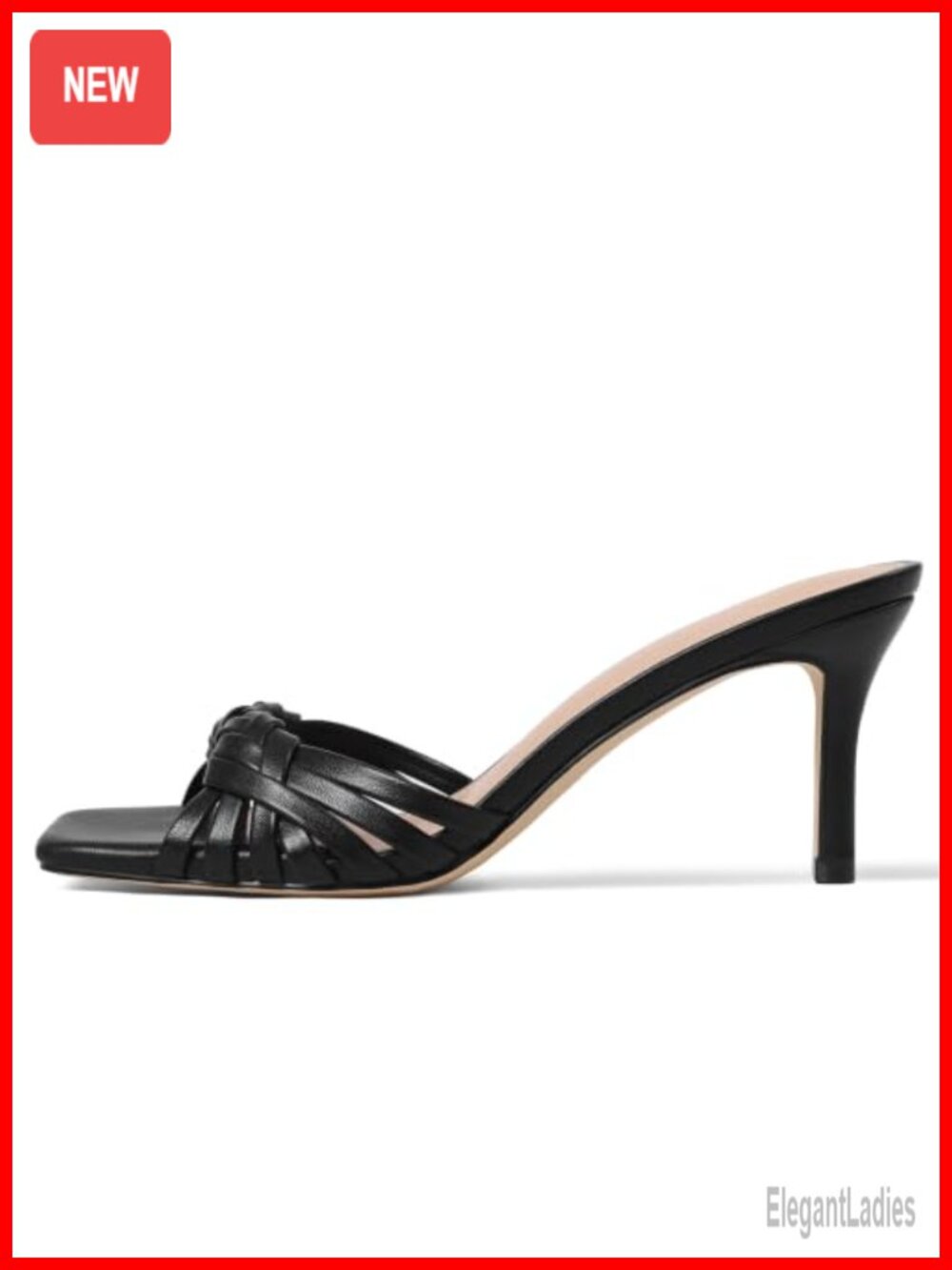Woven Kitten Heel Mule Sandals Square Open Toe Slip On for Wedding Party